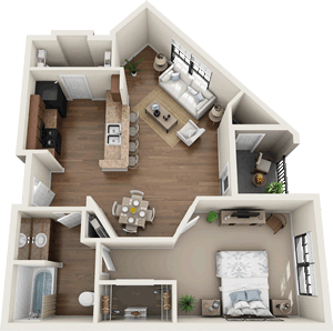 The Sheffield - One Bedroom / One Bath - 733 Sq. Ft.*